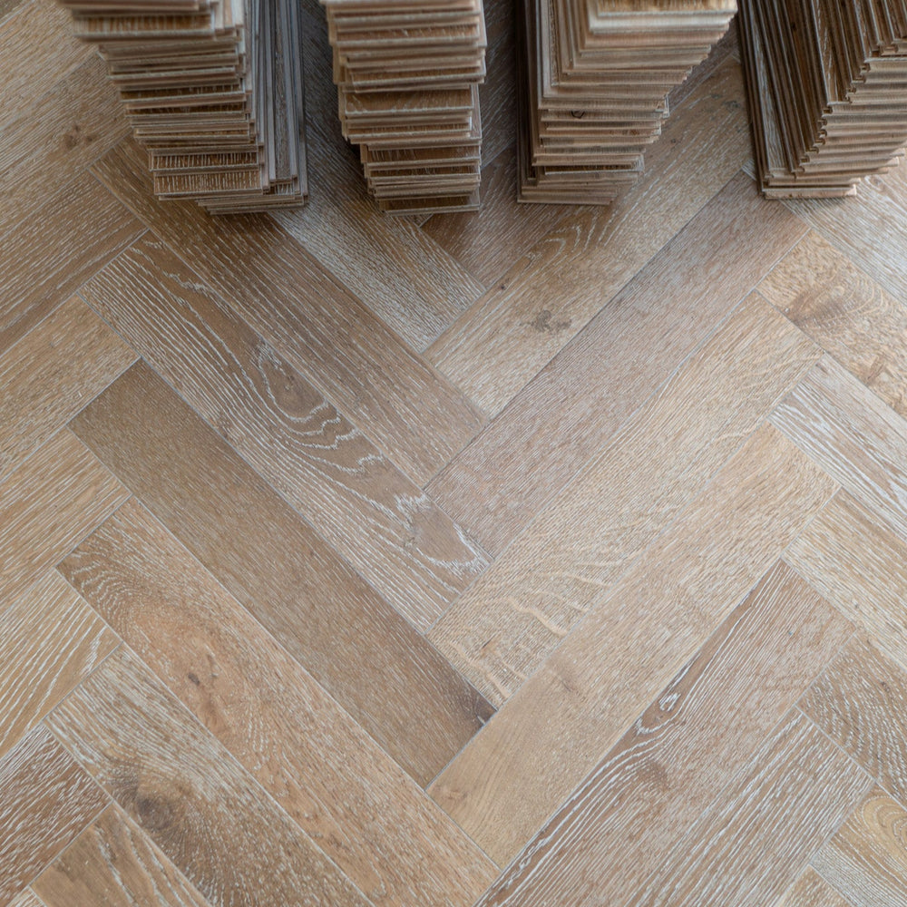 Smoked Limed Oak Herringbone Engineered Wood Flooring