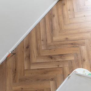 Smoked Oak 12mm Laminate Herringbone Flooring