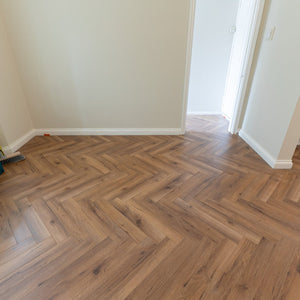 Smoked Oak 12mm Laminate Herringbone Flooring