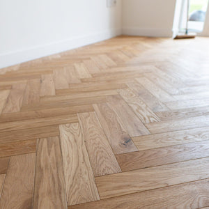 LARGE Natural Brushed Oak Herringbone Engineered Wood Flooring