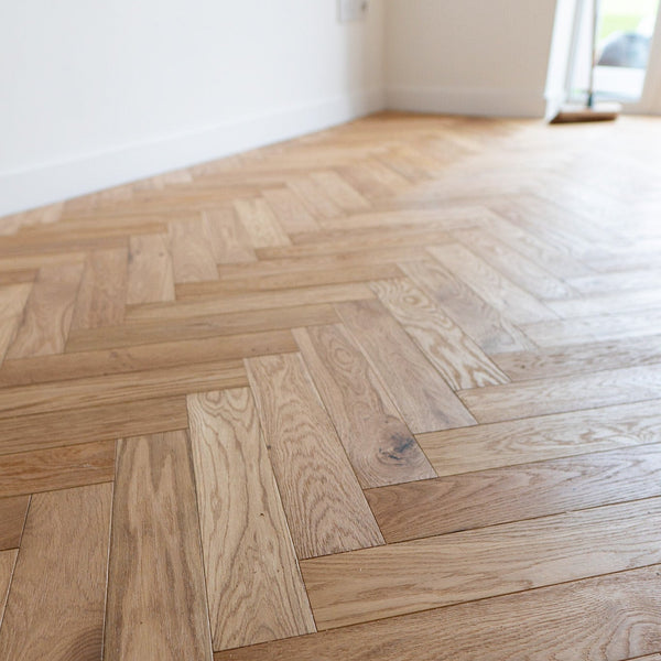 LARGE Natural Brushed Oak Herringbone Engineered Wood Flooring