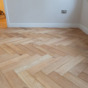 LARGE Natural Brushed Oak Herringbone Engineered Wood Flooring