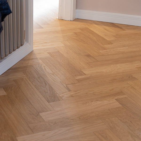 Natural Brushed Oak Herringbone Engineered Flooring