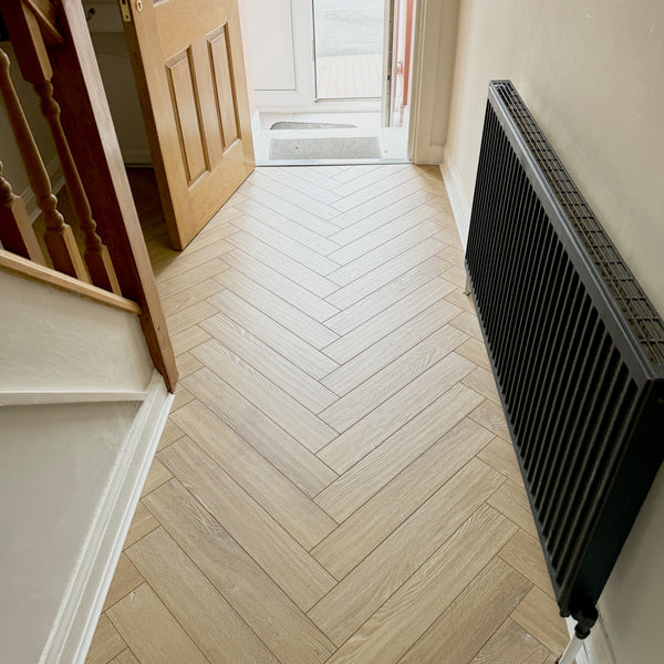 Desert Oak 12mm Herringbone Laminate Flooring