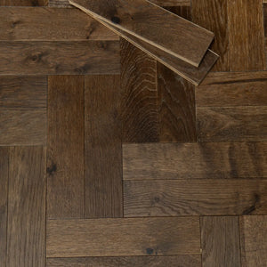 Smoky Brushed Oak Herringbone Engineered Wood Flooring